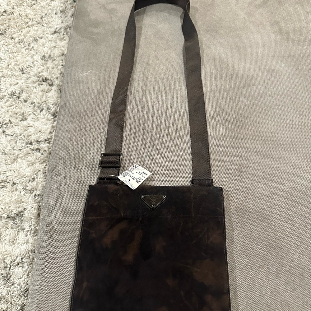 Prada Dark Brown Suede Crossbody Bag